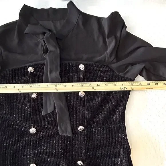 Coquette Y2K Inspired Small Sequin Preppy Dark Academia Quiet Luxury Lady Dress - Picture 7 of 8